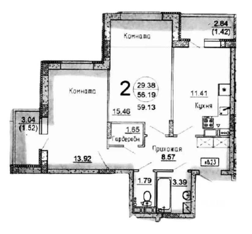 2-к кв. Воронежская область, Воронеж Острогожская ул., 164/1 (59.0 м) - Фото 2