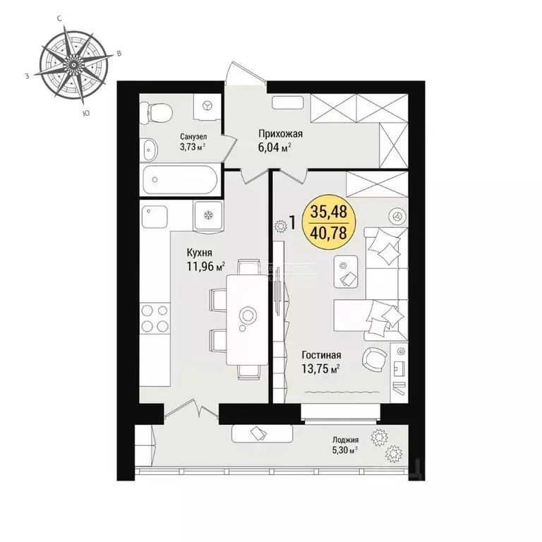 1-к кв. Марий Эл, Йошкар-Ола Западный мкр,  (40.75 м) - Фото 2