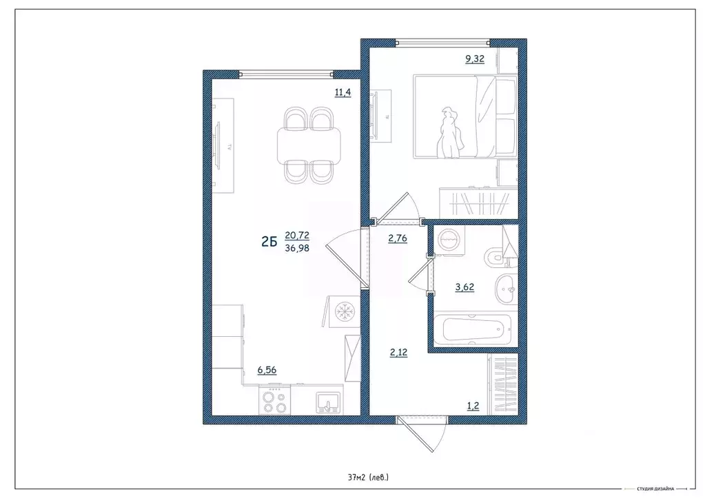 2-к кв. Тверская область, Тверь ул. Левитана, 93А (37.0 м) - Фото 2