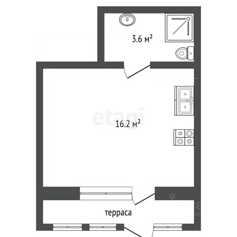 Студия Севастополь с. Орловка, ш. Качинское, 33Б (19.8 м) - Фото 2