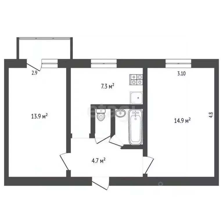 2-к кв. Крым, Бахчисарай городское поселение, Научный пгт ул. Научная, ... - Фото 2