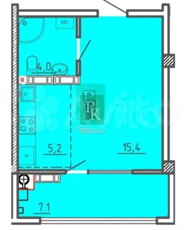 1-к. квартира, 31,9 м, 2/9 эт. - Фото 0