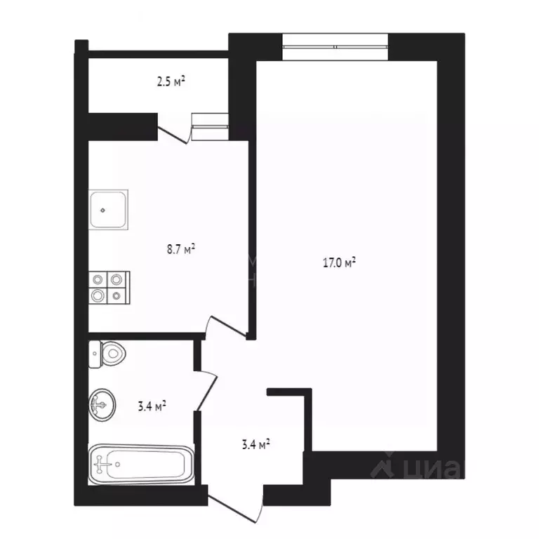 1-к кв. Тюменская область, Тюмень ул. Ветеранов Труда, 9Ак2 (34.9 м) - Фото 1