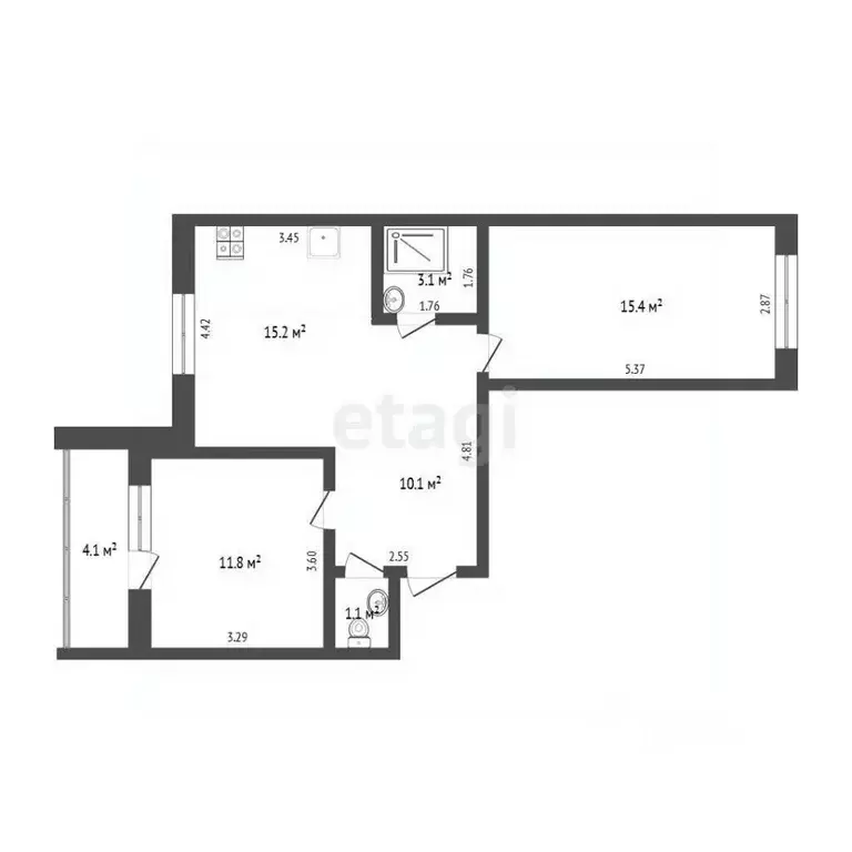 2-к кв. Тюменская область, Тюмень ул. Тимирязева, 130 (62.0 м) - Фото 2