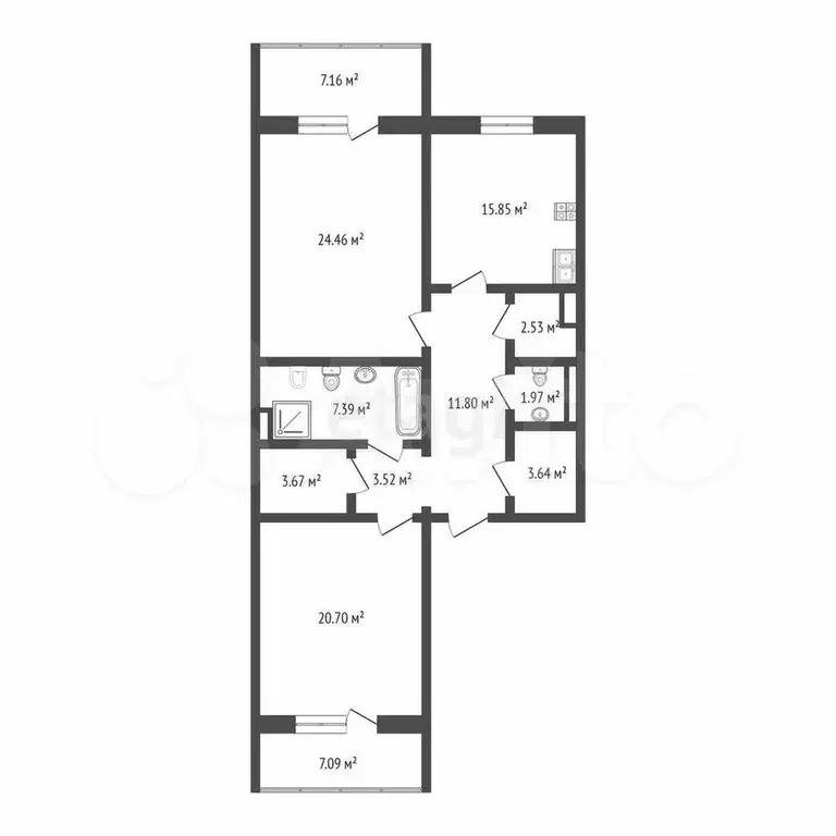2-к. квартира, 96 м, 9/9 эт. - Фото 0