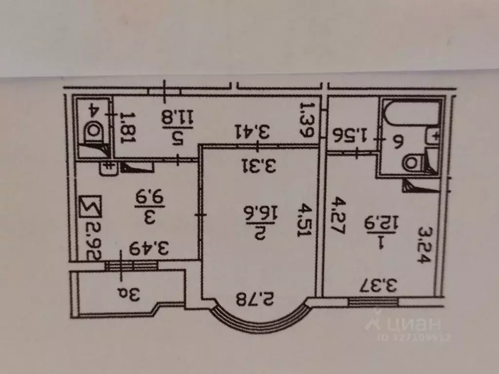 2-к кв. Москва Волгоградский просп., 110К3 (57.6 м) - Фото 1
