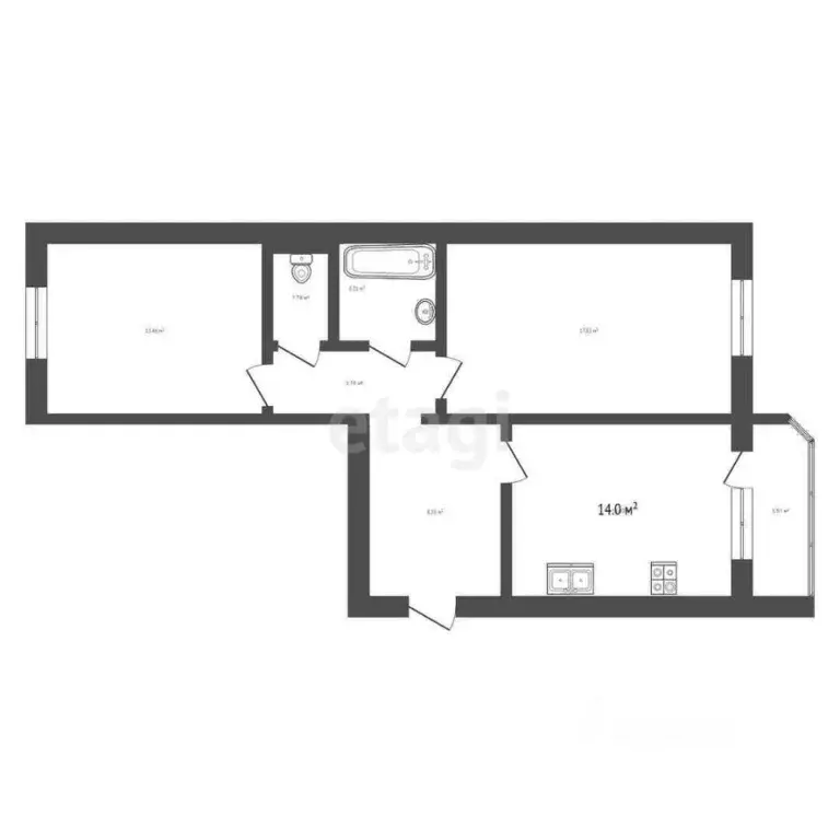 3-к кв. Тюменская область, Тюмень ул. Константина Посьета, 3 (67.5 м) - Фото 1