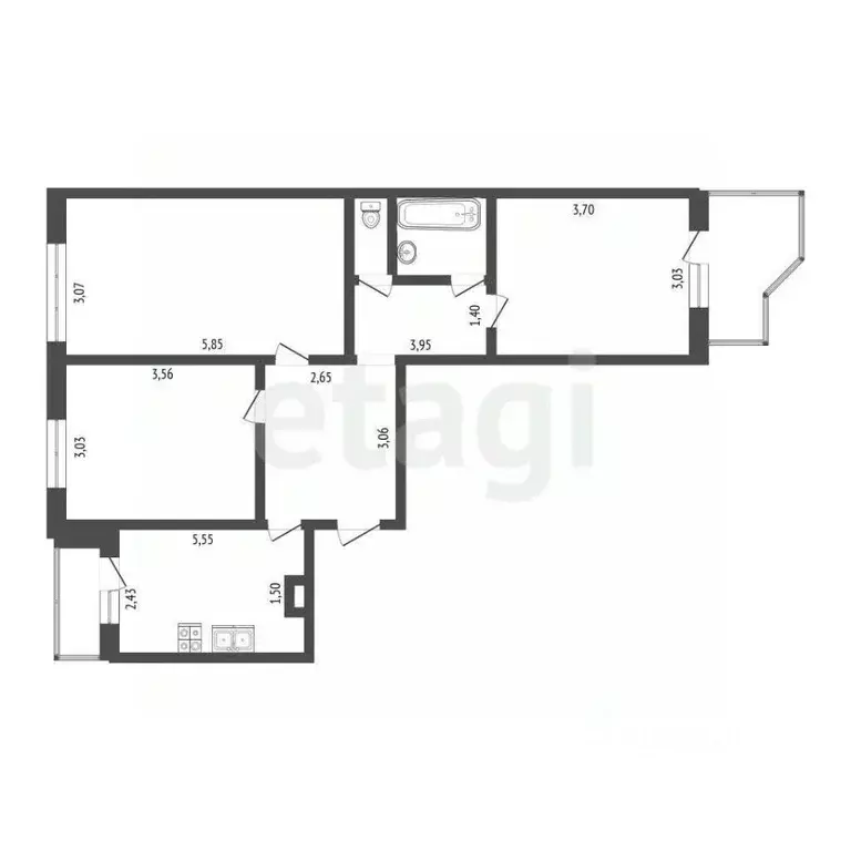 3-к кв. Костромская область, Кострома Давыдовский-3 мкр, 5 (64.0 м) - Фото 0