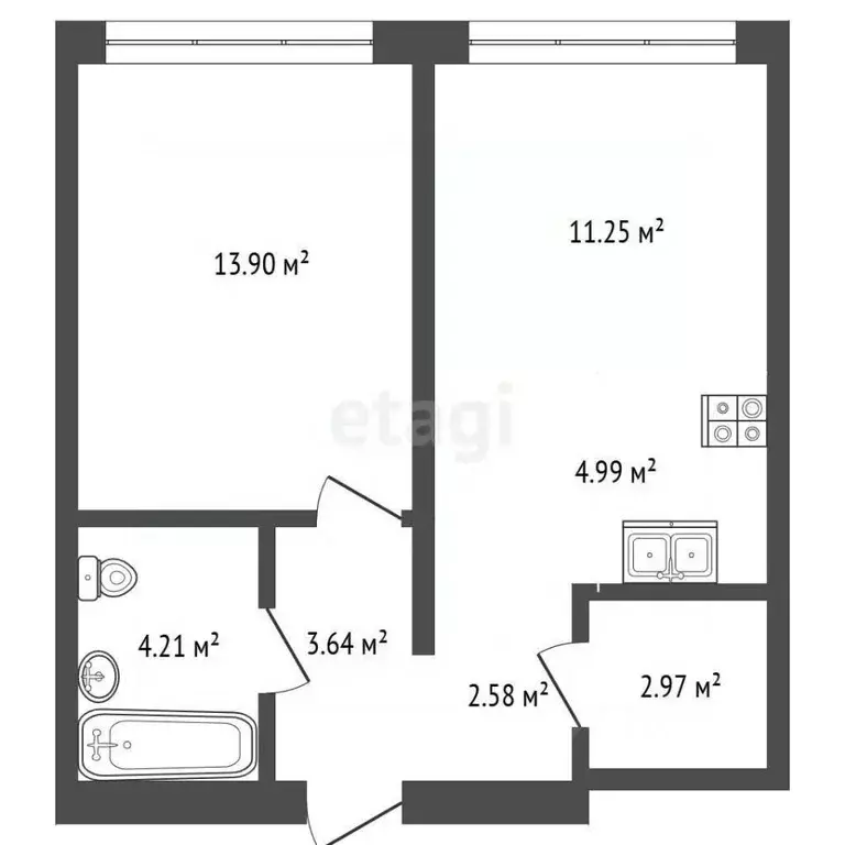 1-к кв. Тюменская область, Тюмень ул. Павла Фитина, 3 (43.5 м) - Фото 2