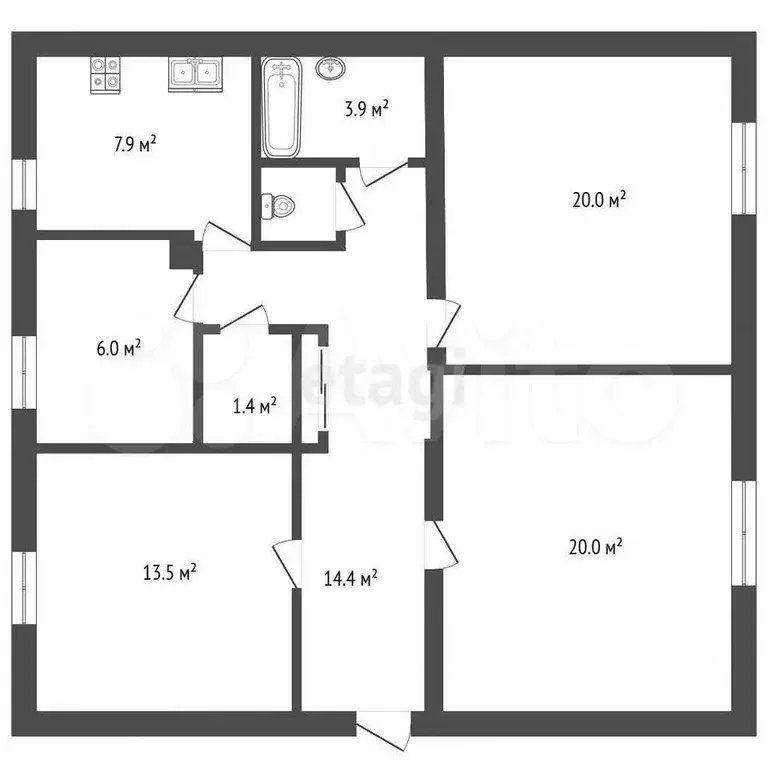 4-к. квартира, 87,6 м, 5/5 эт. - Фото 0