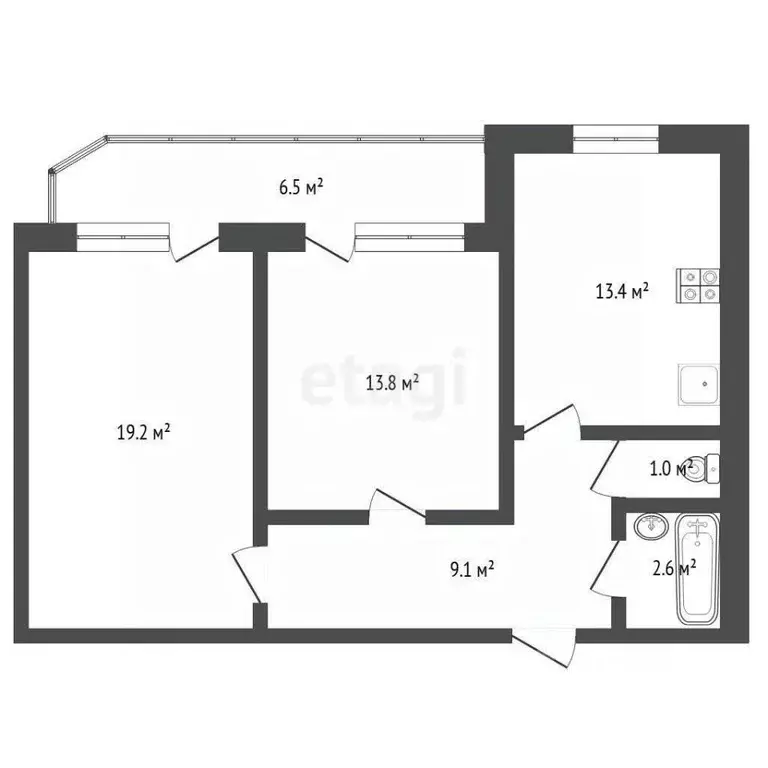 2-к кв. Тюменская область, Тюмень ул. Попова, 7а (59.1 м) - Фото 2