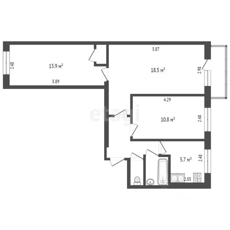 3-к кв. Москва Якорная ул., 5К2 (57.4 м) - Фото 1