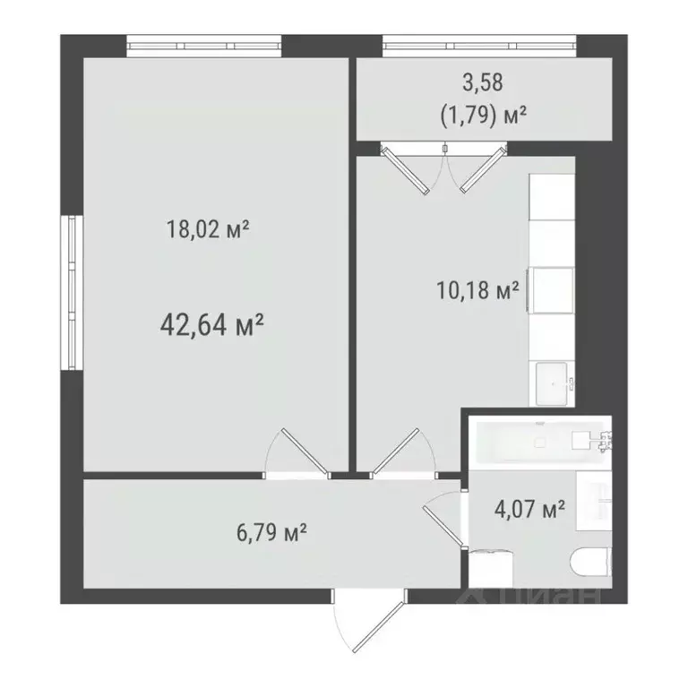 1-к кв. Сахалинская область, Южно-Сахалинск Хомутово п/р,  (40.85 м) - Фото 0