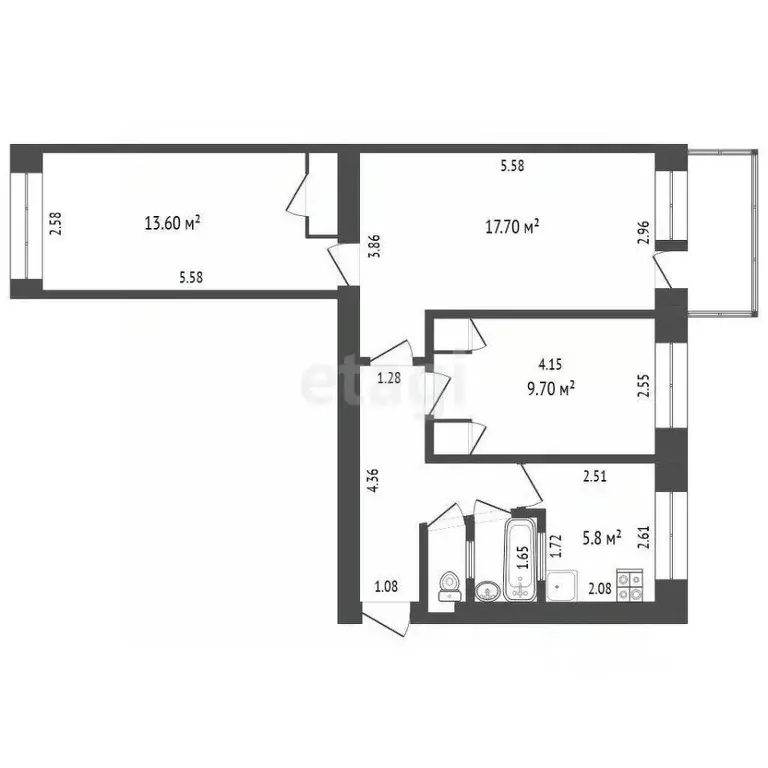3-к кв. Чувашия, Чебоксары Эгерский бул., 9 (58.4 м) - Фото 1