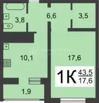 1-к кв. Нижегородская область, Нижний Новгород ул. Родионова, 45 (42.3 ... - Фото 2