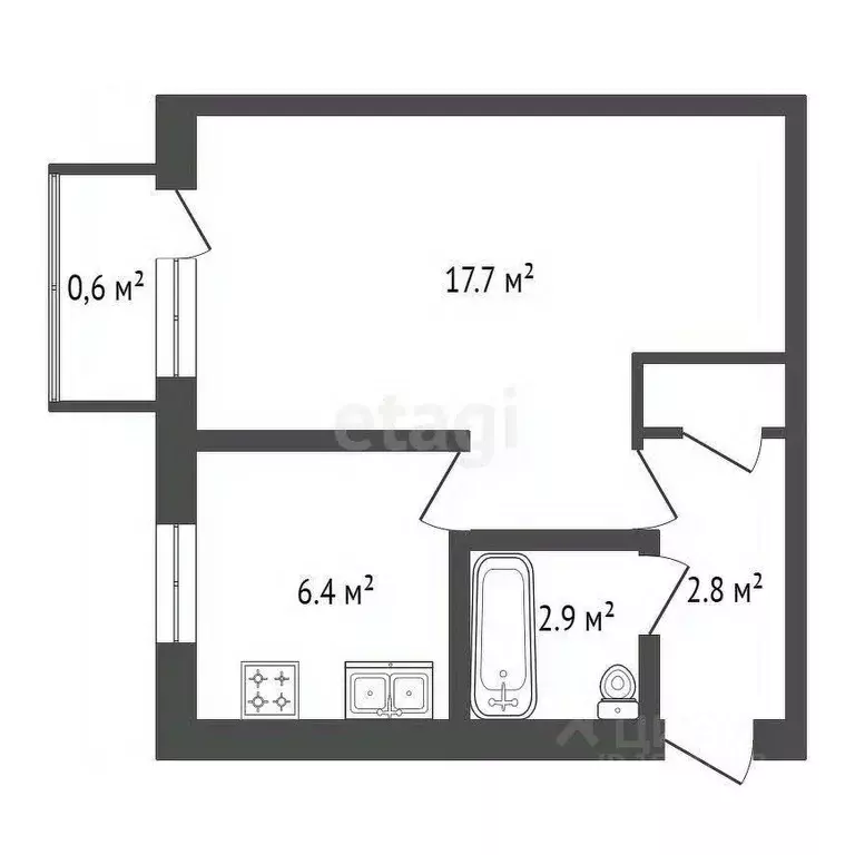 1-к кв. Санкт-Петербург ул. Матроса Железняка, 43 (30.7 м) - Фото 1