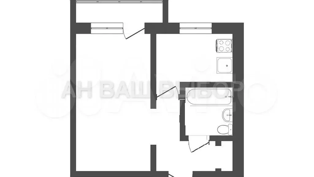 1-к. квартира, 30 м, 4/5 эт. - Фото 0