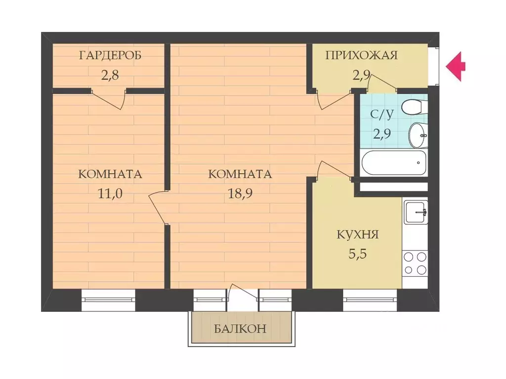 2-к кв. Ставропольский край, Ставрополь ул. Ленина, 328/25 (45.0 м) - Фото 0