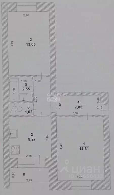 2-к кв. Ульяновская область, Ульяновск ул. Федерации, 138 (47.35 м) - Фото 1