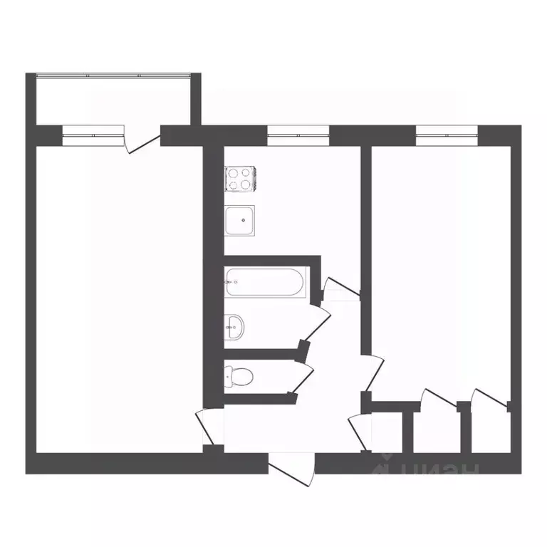 2-к кв. Тюменская область, Тюмень ул. Коммунаров, 7 (43.2 м) - Фото 0