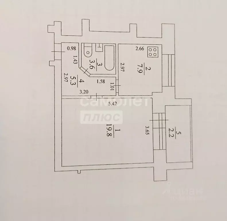 1-к кв. Татарстан, Казань ул. Маршала Чуйкова, 59в (38.8 м) - Фото 1