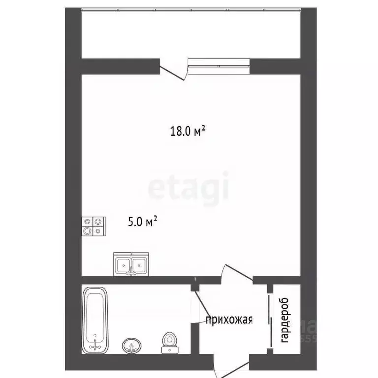 Студия Костромская область, Кострома Венеция мкр, 36 (25.0 м) - Фото 0