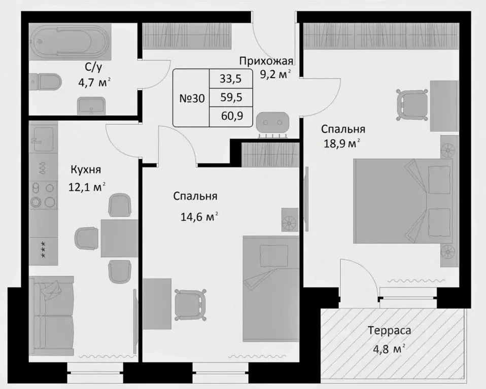 2-к кв. Московская область, Егорьевск муниципальный округ, д. Холмы, ... - Фото 1