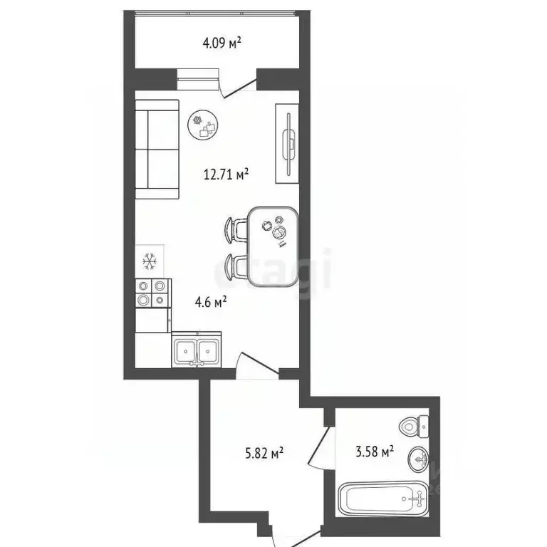 Студия Новосибирская область, Новосибирск 1-я Чулымская ул., 112/5 ... - Фото 2