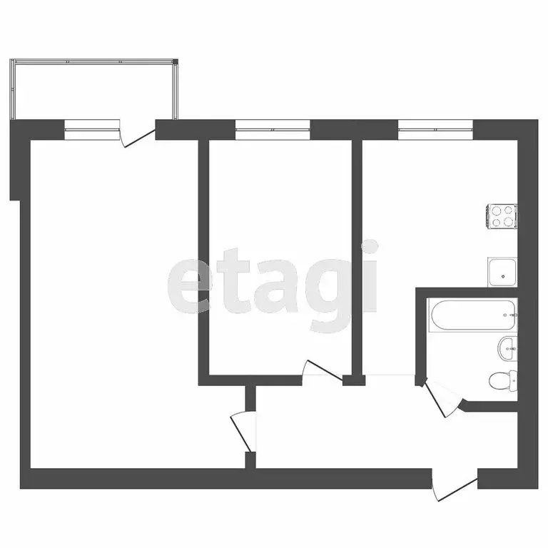2-комнатная квартира: Тюмень, Ямская улица, 96 (43.6 м) - Фото 1