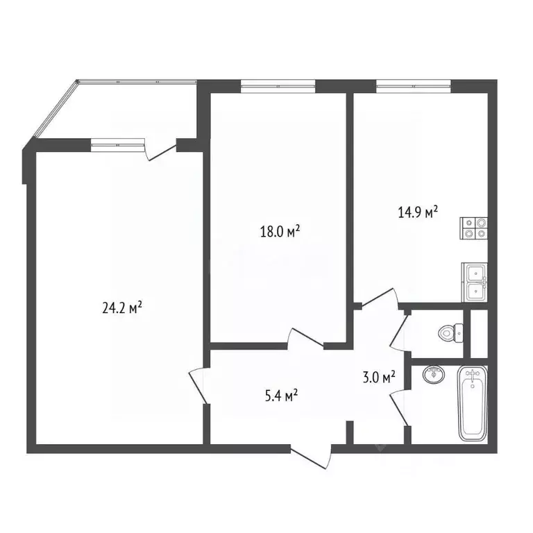 2-к кв. Московская область, Дзержинский Угрешская ул., 20 (70.3 м) - Фото 2