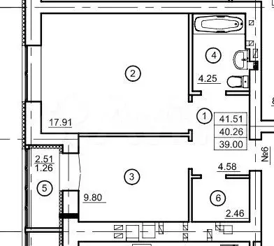 1-к. квартира, 40 м, 2/9 эт. - Фото 1