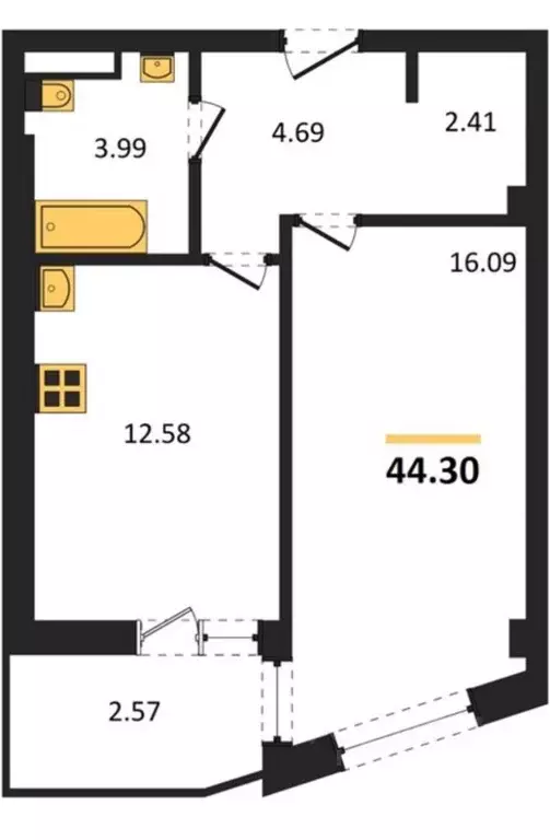 1-к кв. Севастополь ул. Летчиков, 10 (44.3 м) - Фото 1