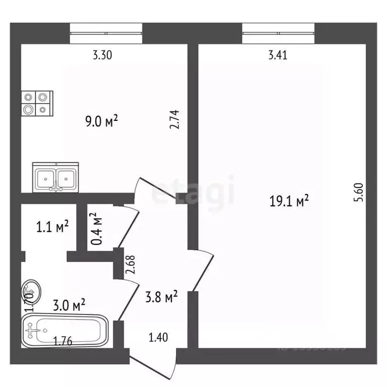 1-к кв. Самарская область, Самара ул. Ивана Булкина, 88 (36.4 м) - Фото 2