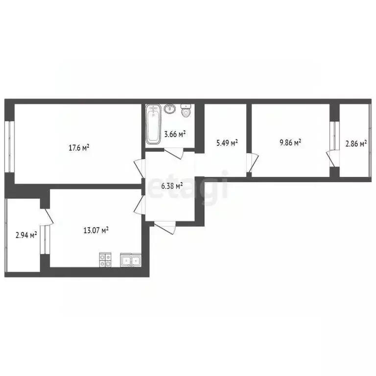 2-к кв. Томская область, Томский район, д. Кисловка, Северный мкр ул. ... - Фото 2