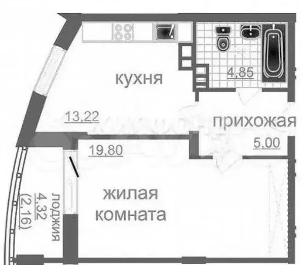 1-к. квартира, 43 м, 8/27 эт. - Фото 0