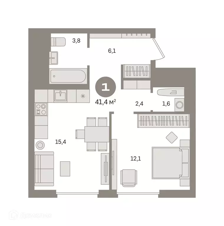 Продаётся 1-к квартира, 41.4 м - Фото 0