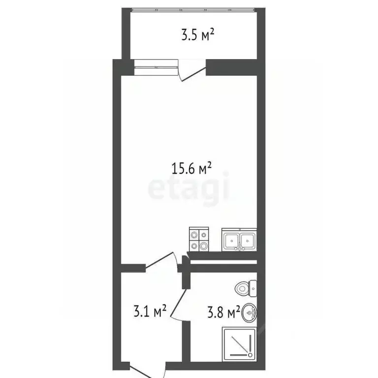 Студия Краснодарский край, Анапа Парковая ул., 61к3 (26.0 м) - Фото 2