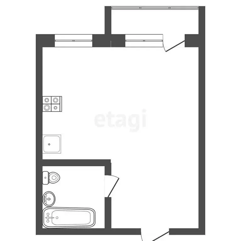 Квартира-студия: Омск, Подгорная улица, 19 (34.6 м) - Фото 1