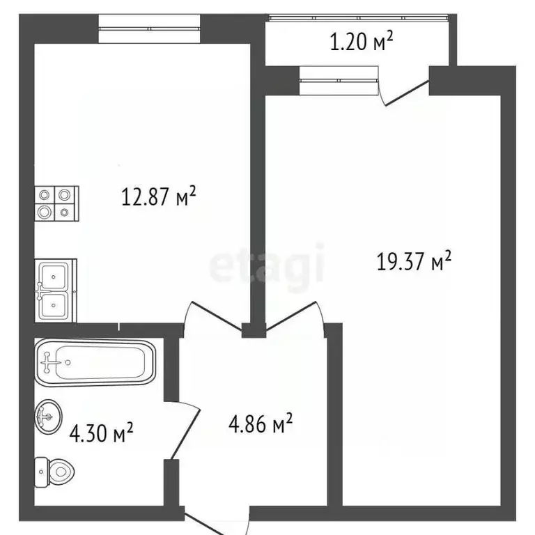 1-к кв. Ростовская область, Аксай ул. Речников, 18к2 (41.5 м) - Фото 1