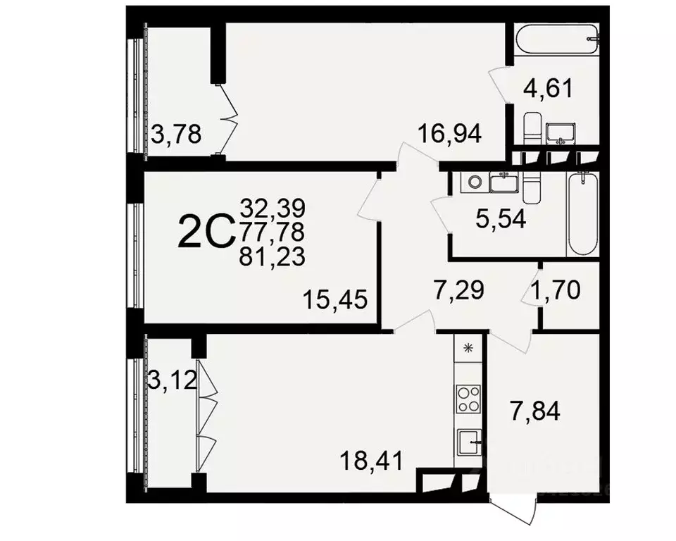 2-к кв. Тульская область, Тула пос. Горелки, Время жилой комплекс ... - Фото 1