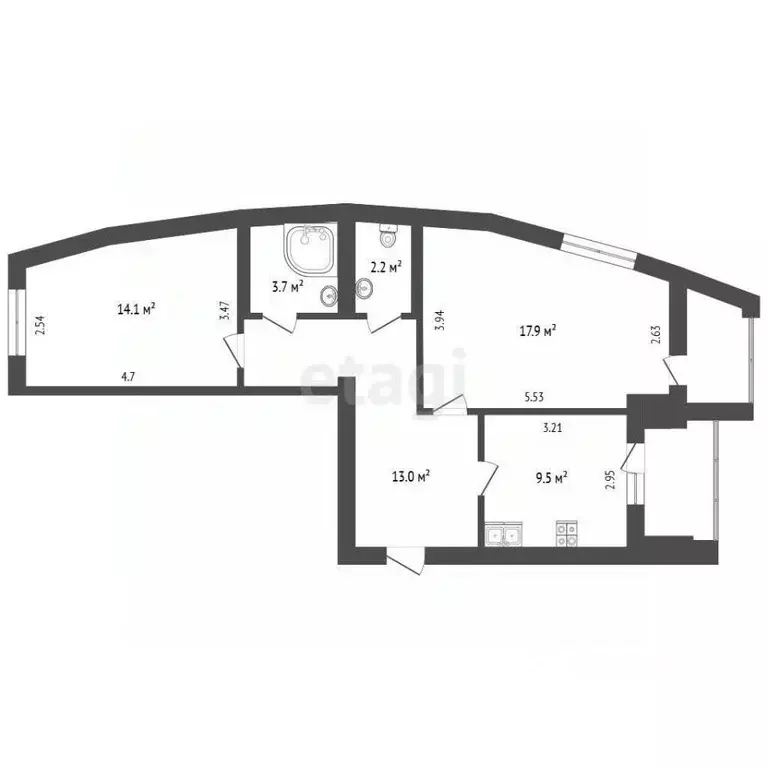 2-к кв. Томская область, Томск Алтайская ул., 46А (60.4 м) - Фото 2
