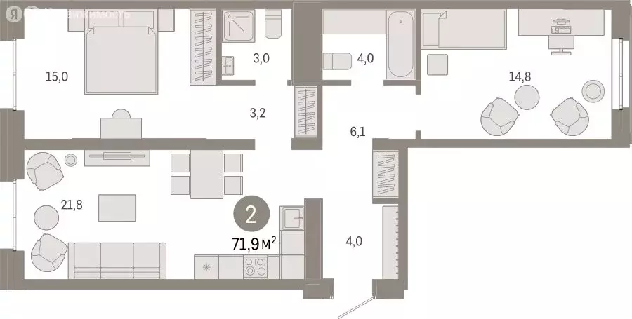 2-комнатная квартира: Екатеринбург, улица Советских Женщин (71.9 м) - Фото 0