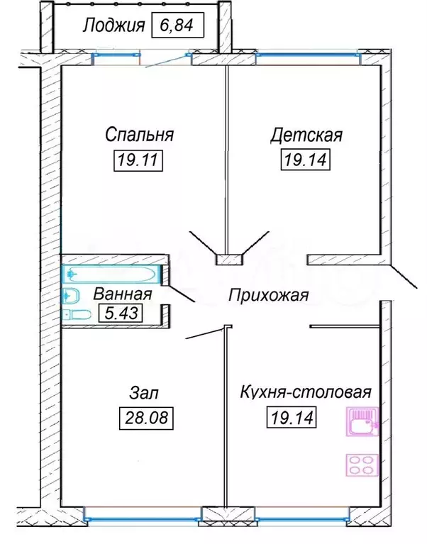 3-к. квартира, 105 м, 6/9 эт. - Фото 0