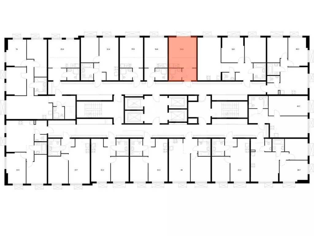 Квартира-студия, 23,6 м, 10/25 эт. - Фото 1