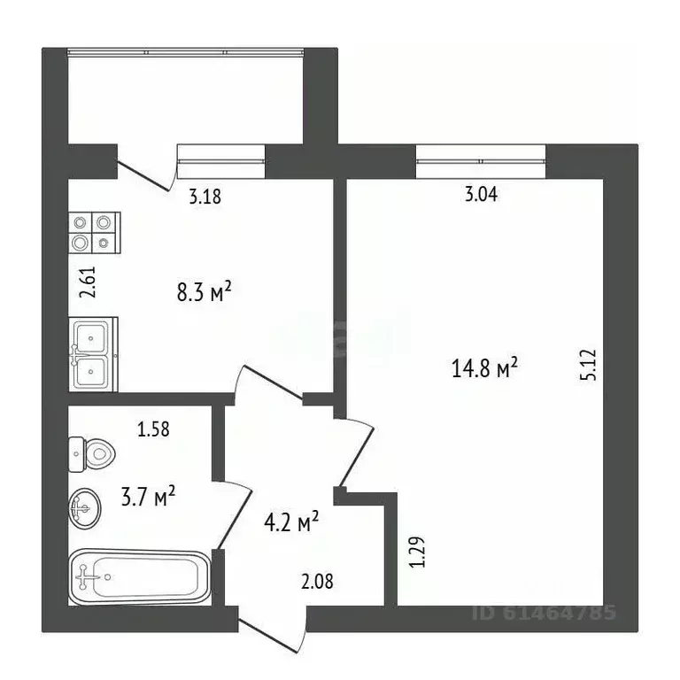 1-к кв. Кемеровская область, Юрга ул. Мира, 25 (31.0 м) - Фото 1