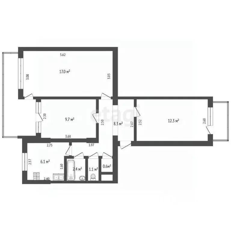 3-к кв. Крым, Феодосия ул. Федько, 103 (57.1 м) - Фото 2