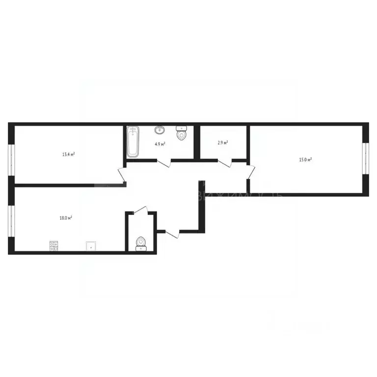 2-к кв. Тюменская область, Тюмень ул. Республики, 204к10 (70.3 м) - Фото 2