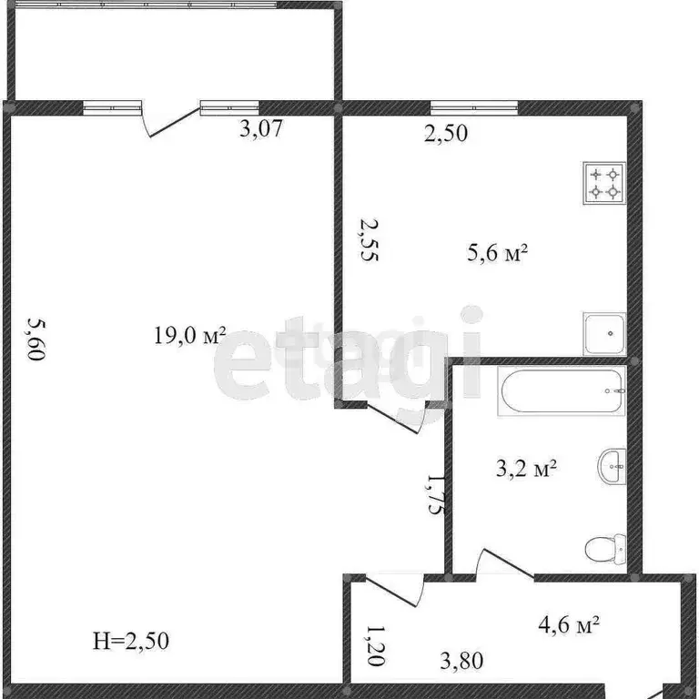 Квартира, 1 комната, 30.5 м - Фото 0