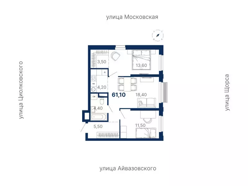 2-комнатная квартира: Екатеринбург, Московская улица, 249/2 (61.1 м) - Фото 0