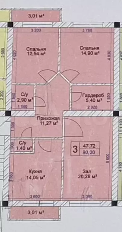 3-к. квартира, 90 м, 2/4 эт. - Фото 0